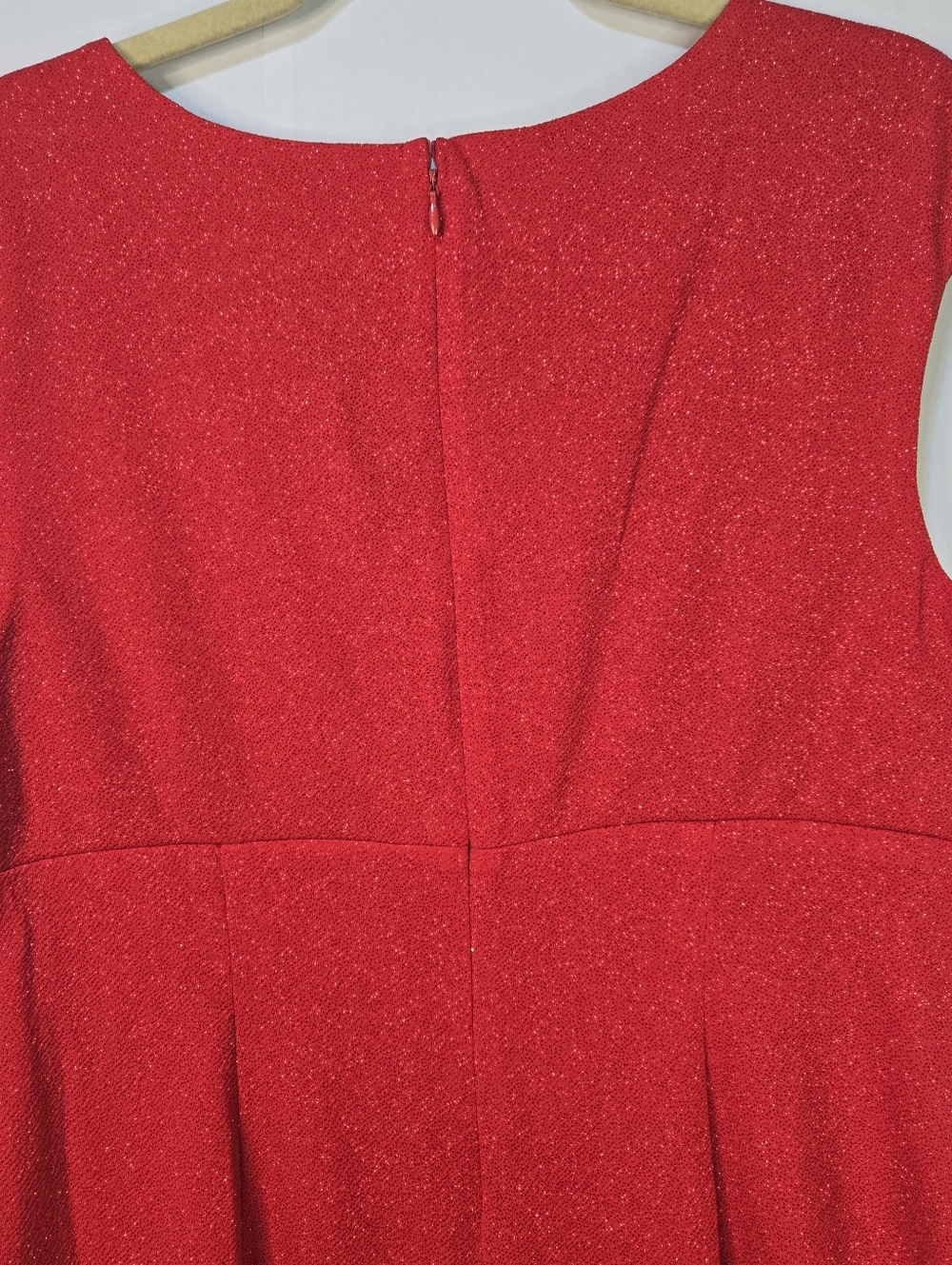 SLNY Size 16P Sparkling Red Formal Empire Waist Dress, Rhinestone Pin NWT - Picture 9 of 11
